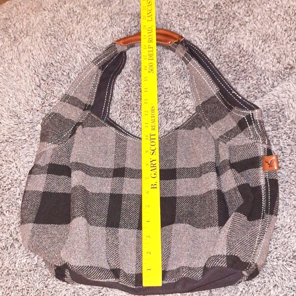🐑 Wool blend plaid hobo shoulder tote bag/purse. Rare & Unique! - Picture 6 of 11